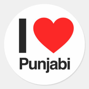 i love punjabi classic round sticker