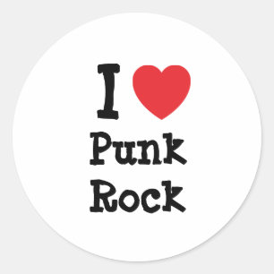 I love Punk Rock heart custom personalised Classic Round Sticker