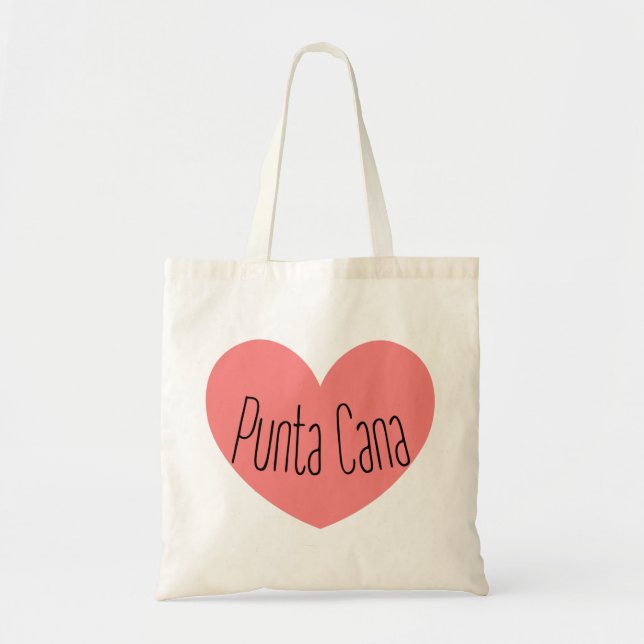 I Love Punta Cana Pink Heart Tote Bag (Front)
