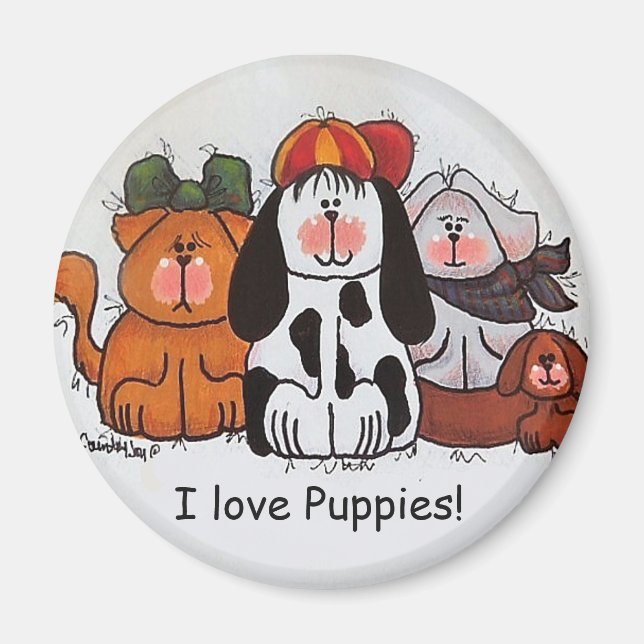 I Love Puppies Magnet (Front)