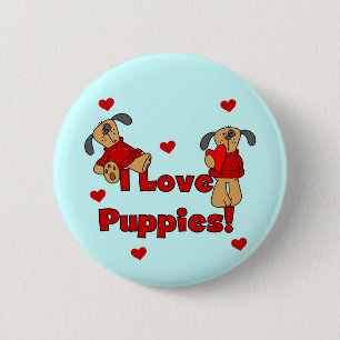 I Love Puppies Tshirts and Gifts 6 Cm Round Badge