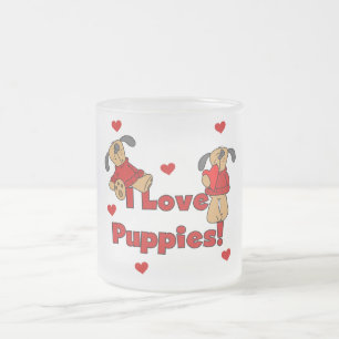 I Love Puppies Tshirts and Gifts Frosted Glass Coffee Mug
