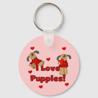 I Love Puppies Tshirts and Gifts Key Ring