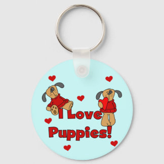 I Love Puppies Tshirts and Gifts Key Ring