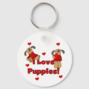 I Love Puppies Tshirts and Gifts Key Ring