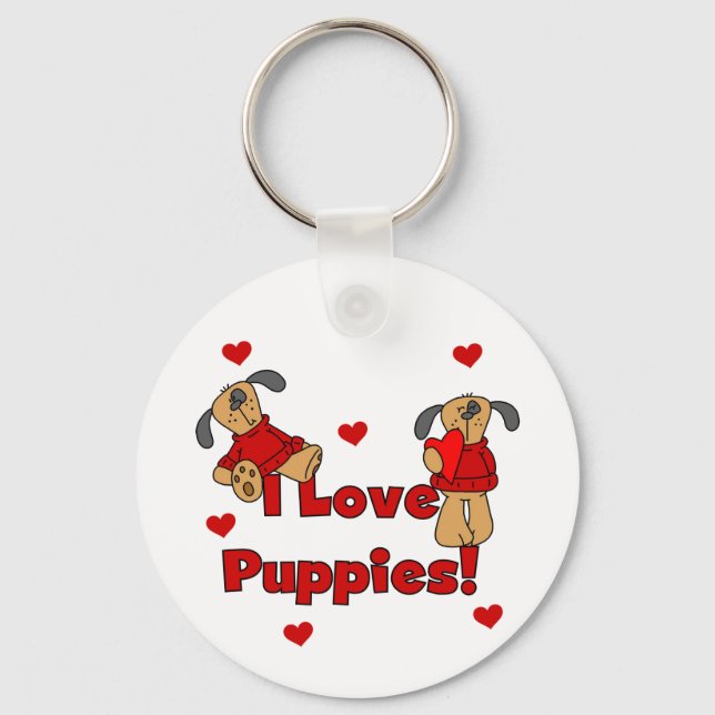 I Love Puppies Tshirts and Gifts Key Ring (Front)
