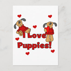 I Love Puppies Tshirts and Gifts Postcard