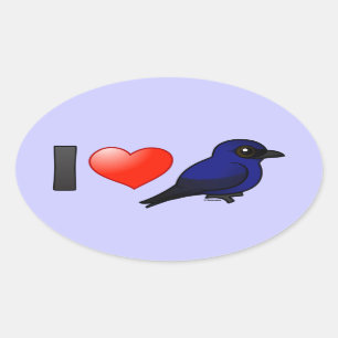 I Love Purple Martins Oval Sticker