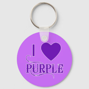 I Love Purple with Purple Heart Key Ring