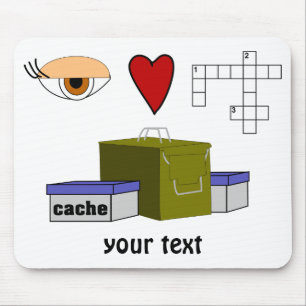 I Love Puzzle Caches Rebus Geocaching Lover Custom Mouse Mat