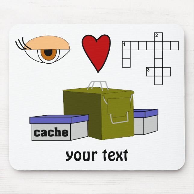 I Love Puzzle Caches Rebus Geocaching Lover Custom Mouse Mat (Front)