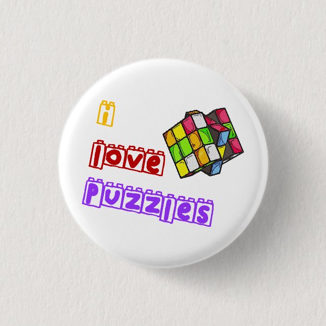 I Love Puzzles 3 Cm Round Badge (Front)