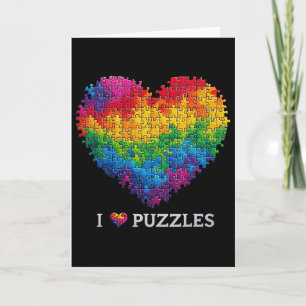 I Love Puzzles Jigsaw Puzzle Heart Rainbow For Men Card