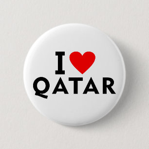 I love Qatar country like heart travel tourism 6 Cm Round Badge