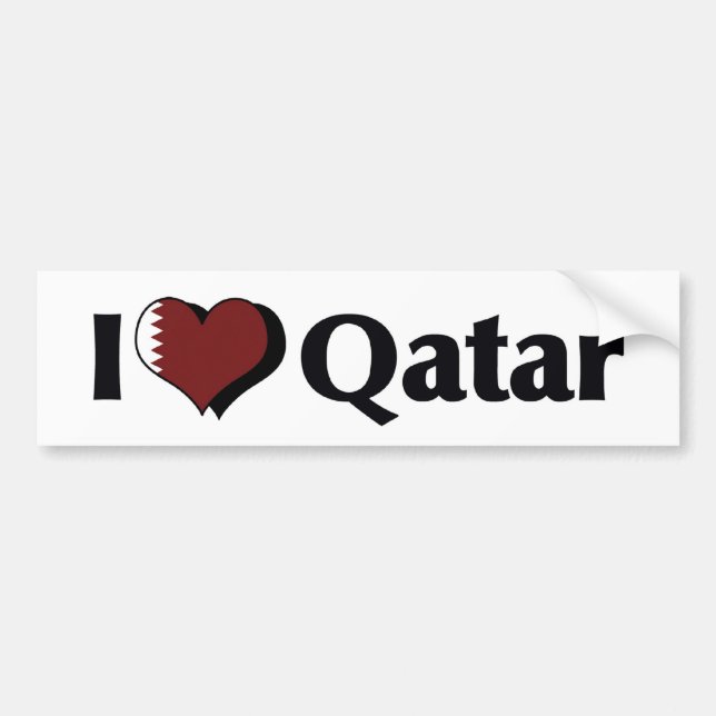 I Love Qatar Flag Bumper Sticker (Front)