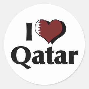 I Love Qatar Flag Classic Round Sticker