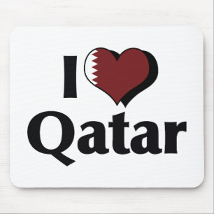 I Love Qatar Flag Mouse Mat