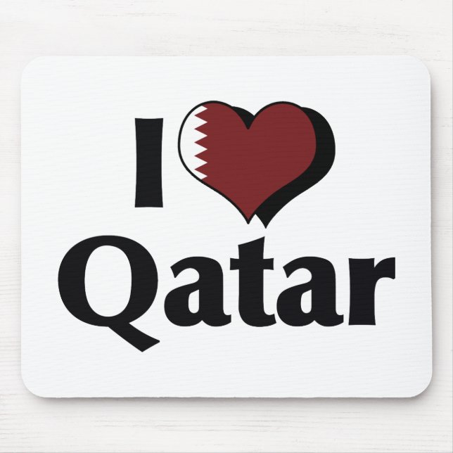 I Love Qatar Flag Mouse Mat (Front)