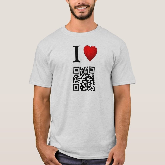 I Love QR Code T-Shirt Template (Front)