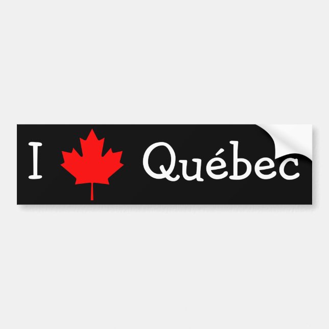 I Love Quebec Bumper Sticker (Front)
