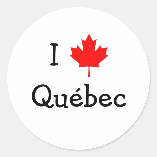 I Love Quebec Classic Round Sticker (Front)