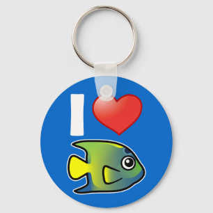 I Love Queen Angelfish Key Ring