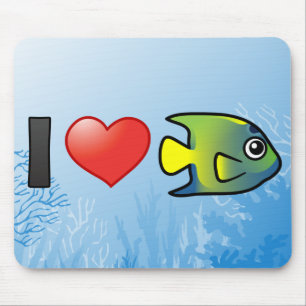 I Love Queen Angelfish Mouse Mat