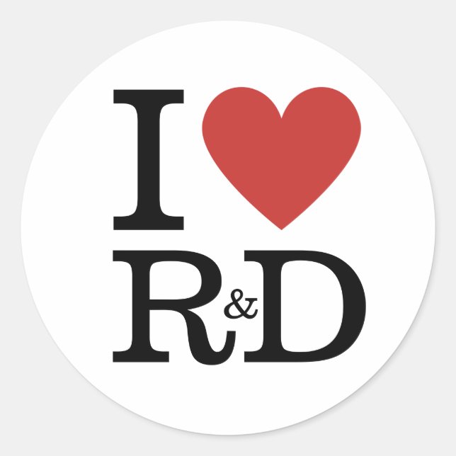 I ❤️ Love R&D (for Employees) CUSTOMIZABLE Classic Round Sticker (Front)