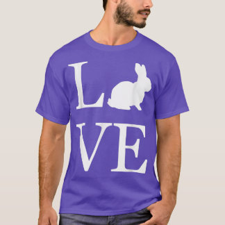 I Love Rabbit Bunny Silhouette Animal Lover White  T-Shirt