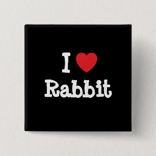 I love Rabbit heart T-Shirt 15 Cm Square Badge