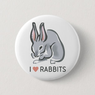 I Love Rabbits 6 Cm Round Badge