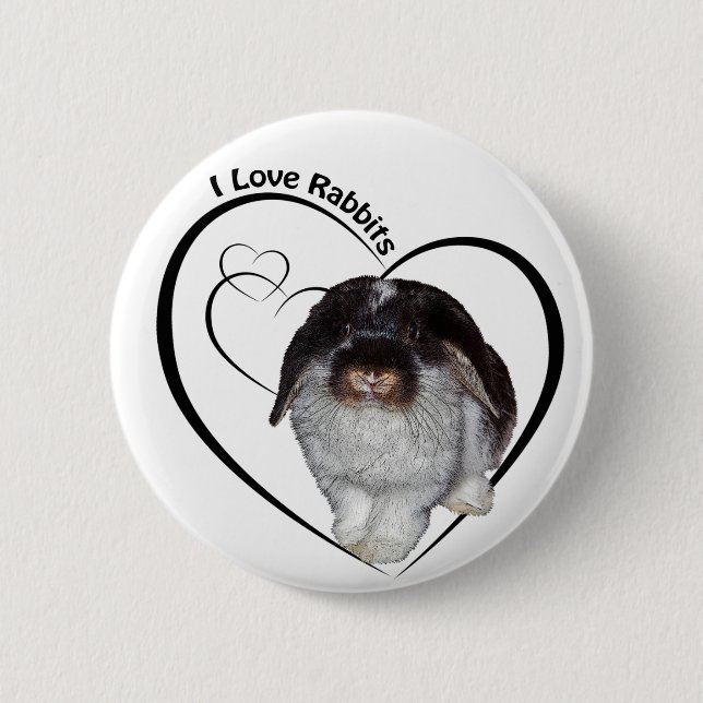 I Love Rabbits Badge (Front)