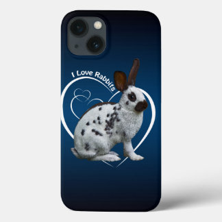 I Love Rabbits iPad Case (Blue/Black)