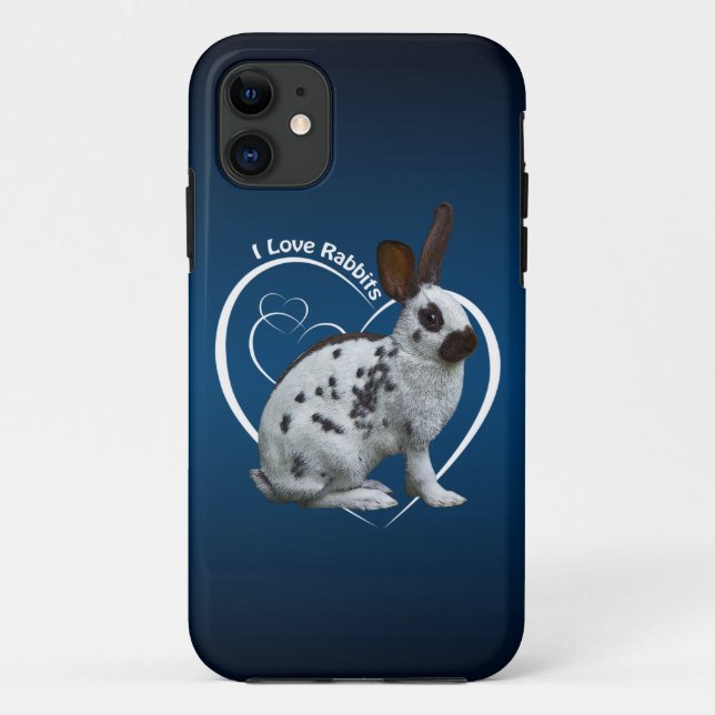 I Love Rabbits iPhone 5 Case (Blue/Black) (Back)