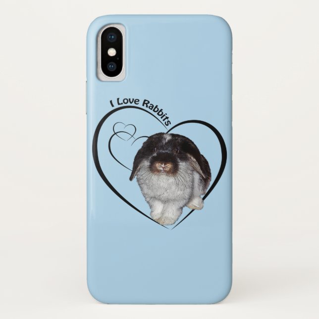 I Love Rabbits iPhone X Case (Light Blue) (Back)