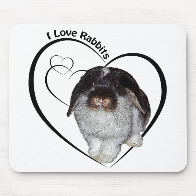 I Love Rabbits Mousemat (Front)