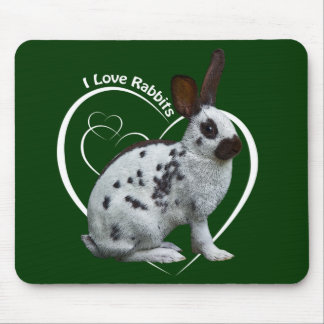 I Love Rabbits Mousemat (Dark Green)