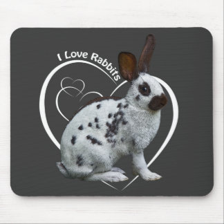 I Love Rabbits Mousemat (Dark Grey)