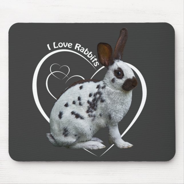 I Love Rabbits Mousemat (Dark Grey) (Front)