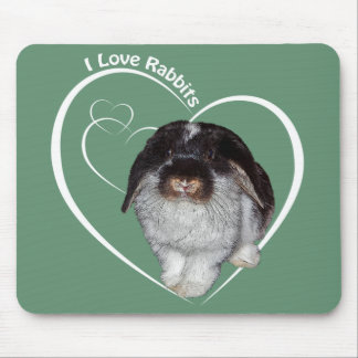 I Love Rabbits Mousemat (Green)