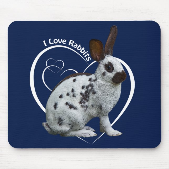 I Love Rabbits Mousemat (Navy) (Front)