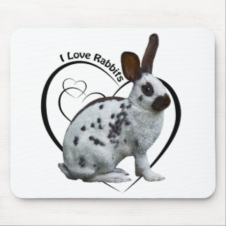 I Love Rabbits Mousemat (White)