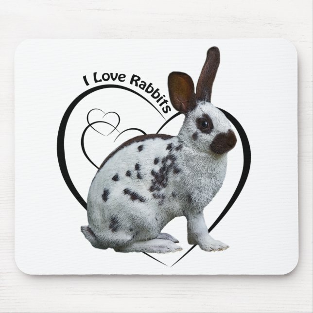I Love Rabbits Mousemat (White) (Front)