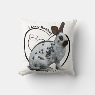 I Love Rabbits Pillow (White)