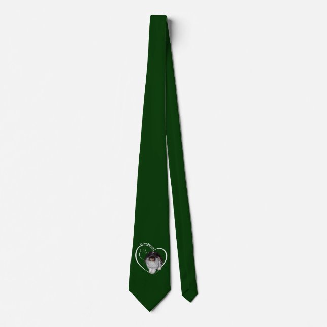 I Love Rabbits Tie (Dark Green) (Front)