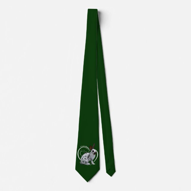 I Love Rabbits Tie Double Sided (Green) (Front)