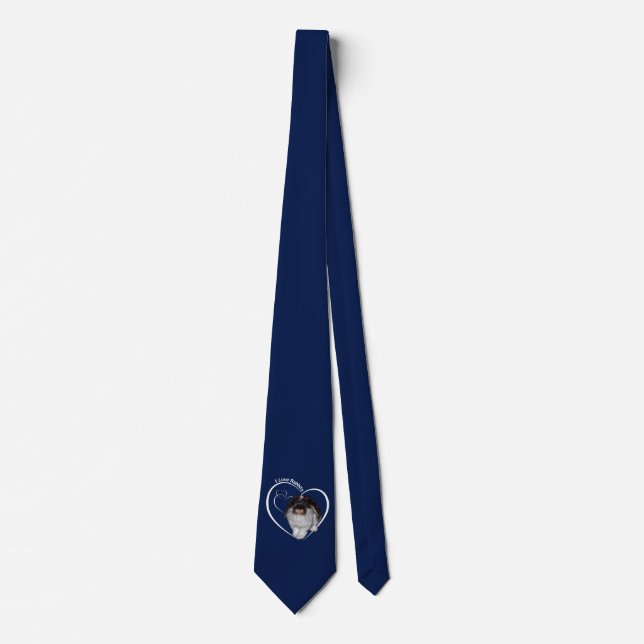 I Love Rabbits Tie (Navy) (Front)