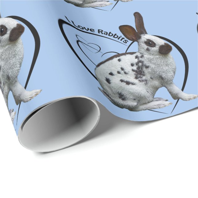 I Love Rabbits Wrapping Paper (Light Blue) (Roll Corner)
