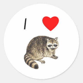 I Love Raccoons Classic Round Sticker