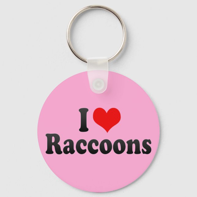 I Love Raccoons Key Ring (Front)